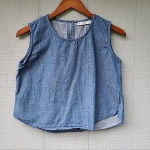 Kling Zip Back Chambray Shell Tank Blue Size Small